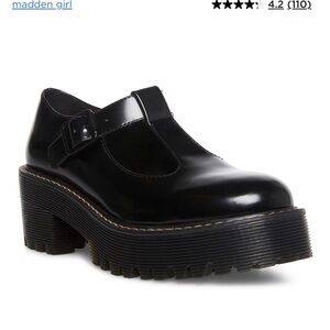 Madden Girl Hollyy Black T-strap Chunky Lug Sole Mary Jane.
